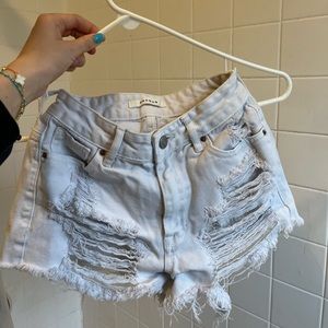 PacSun white high rise denim shorts